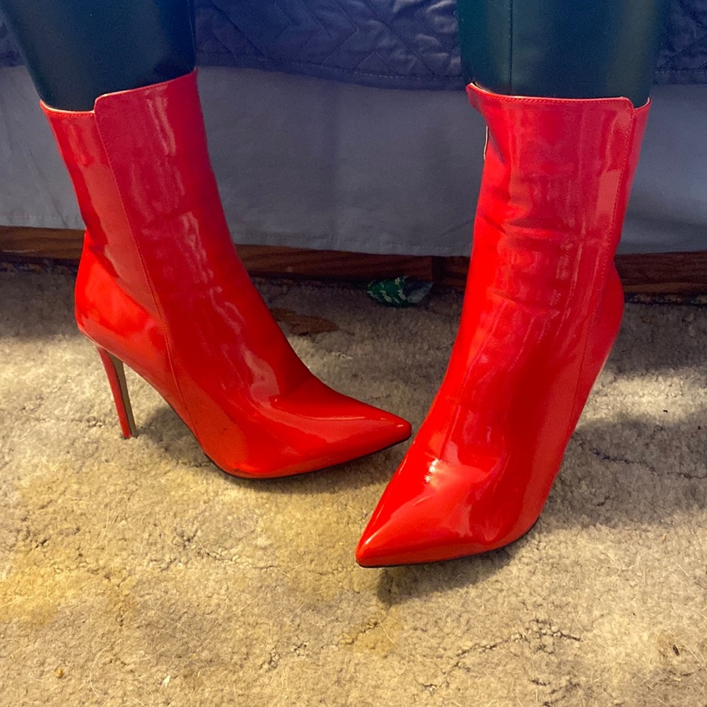 Red heel boots